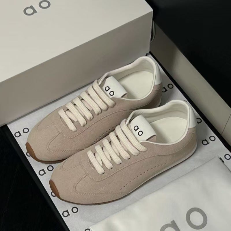 Women's Casual Lace-up Leather Sneakers with Thick Sole - Image 4