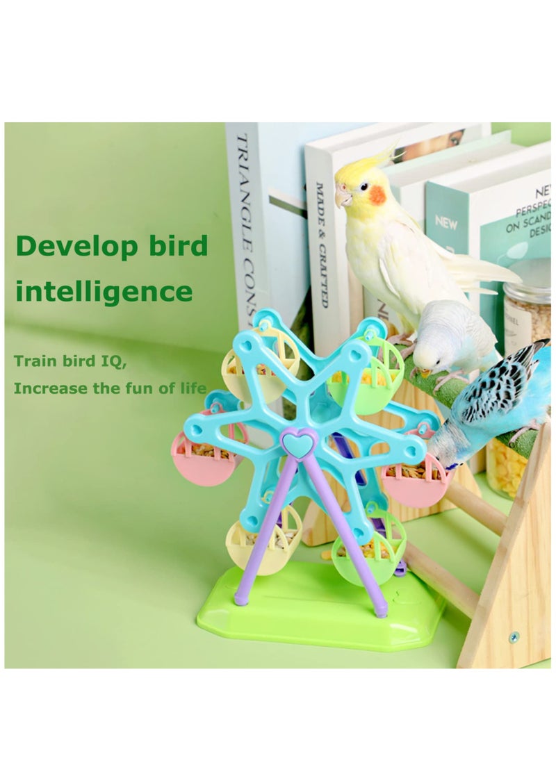 Ferris Wheel Toy for Bird with Feeder Training Parrot Food Box Birds Brain Game in Cage (Ferris Wheel) - Image 2