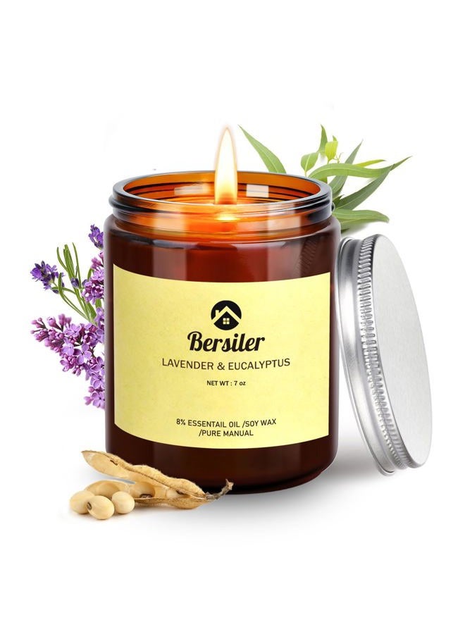 Bersiler Jar Aromatherapy Candles, Scented Candle for Home 7 OZ Lavender Eucalyptus Stress Relief and Relax Gift for Women/Men Fall Natural Soy Clearance - Image 1