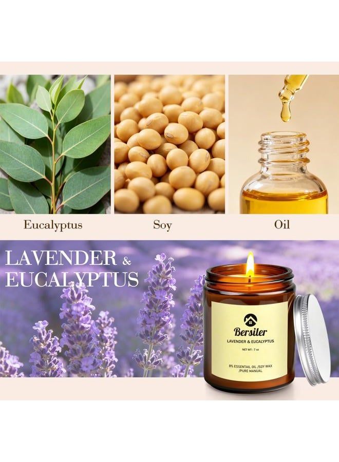 Bersiler Jar Aromatherapy Candles, Scented Candle for Home 7 OZ Lavender Eucalyptus Stress Relief and Relax Gift for Women/Men Fall Natural Soy Clearance - Image 2