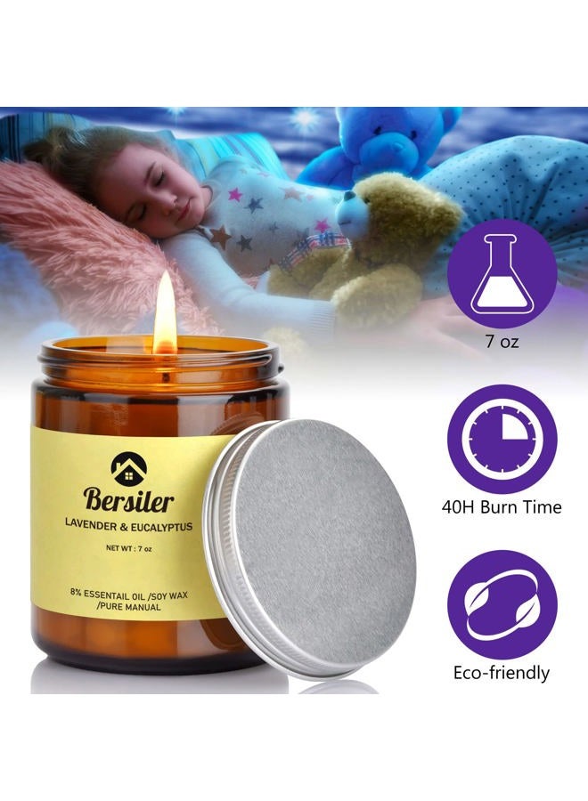 Bersiler Jar Aromatherapy Candles, Scented Candle for Home 7 OZ Lavender Eucalyptus Stress Relief and Relax Gift for Women/Men Fall Natural Soy Clearance - Image 3