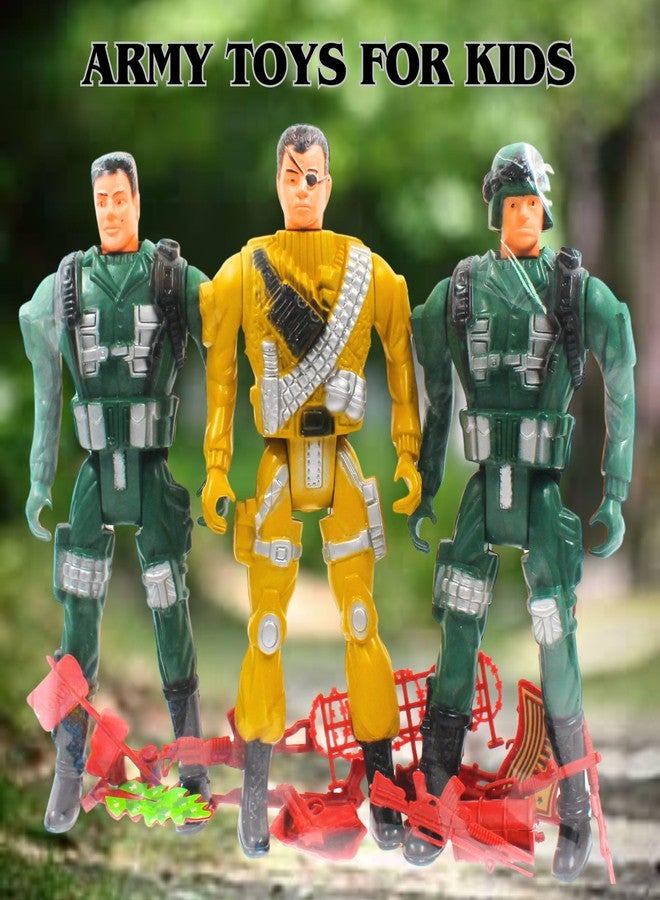 Mallexo Special Forces Action Figure Army Toys Set Military Soldiers with Weapon for Kids 3PCs with 10 Acessories Guns Fighter Jet Military Base Figurine Playsets for Boys & Girls Birthday Gifts - Image 3