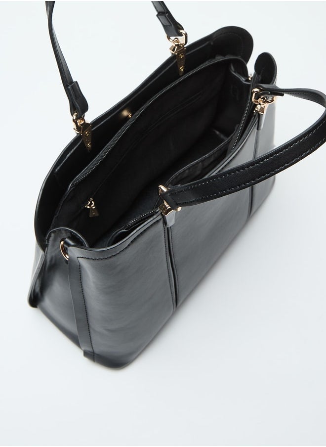 Flora Bella By Shoexpress Solid Tote Bag with Detachable Handle and Zip Closure  - Image 5