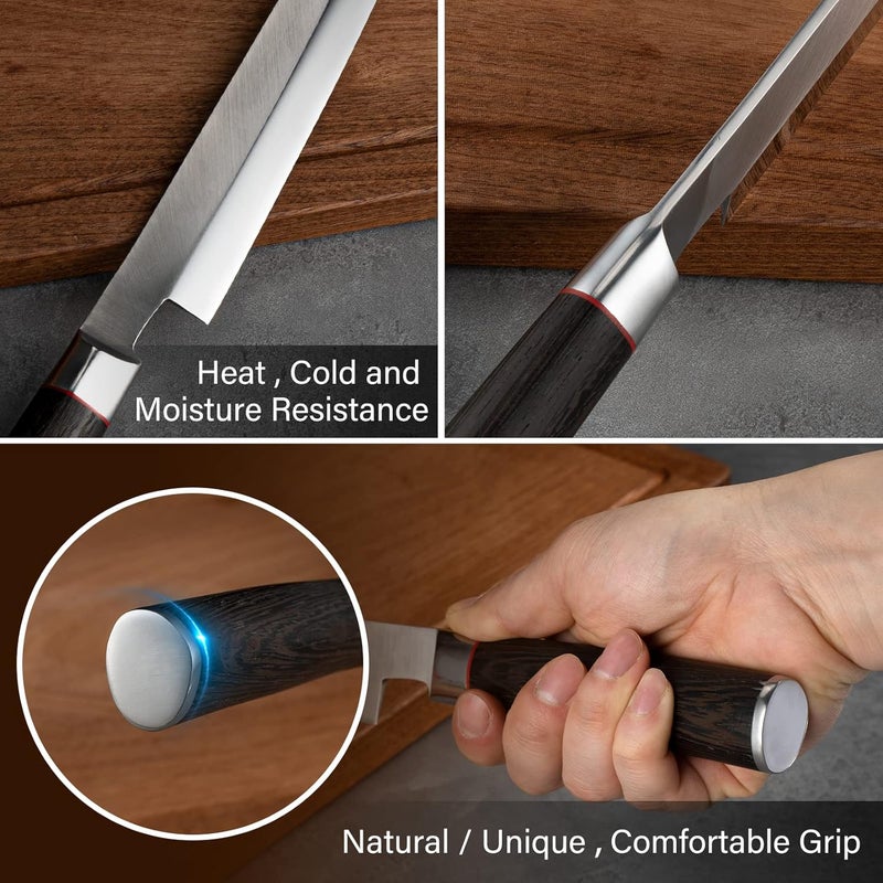 Sumteene Sushi Knife 9.8 inches, Sashimi Knife with High Carbon Stainless Steel Blade,Ergonomic Wenge Wood Handle for Cutting Sushi & Sashimi, Fish Filleting - Image 3