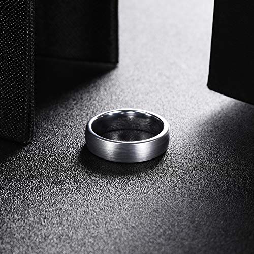 Greenpod 6mm Tungsten Carbide Wedding Band Promise Rings Domed Round Brushed Comfort Fit Size 9 - Image 2