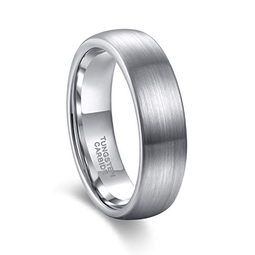 Greenpod 6mm Tungsten Carbide Wedding Band Promise Rings Domed Round Brushed Comfort Fit Size 9 - Image 1