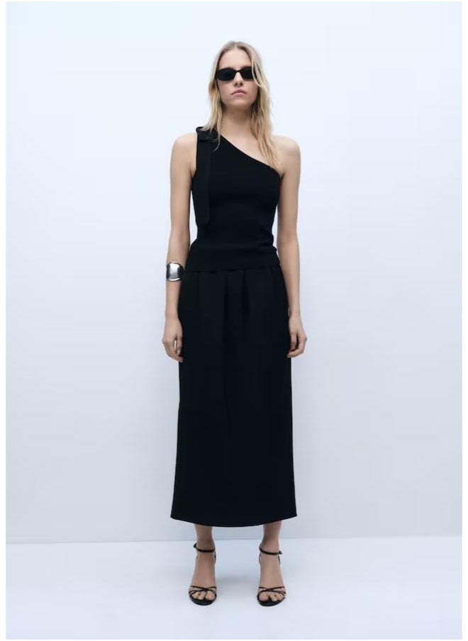 MANGO - Asymmetrical Knitted Bow Top - Image 1