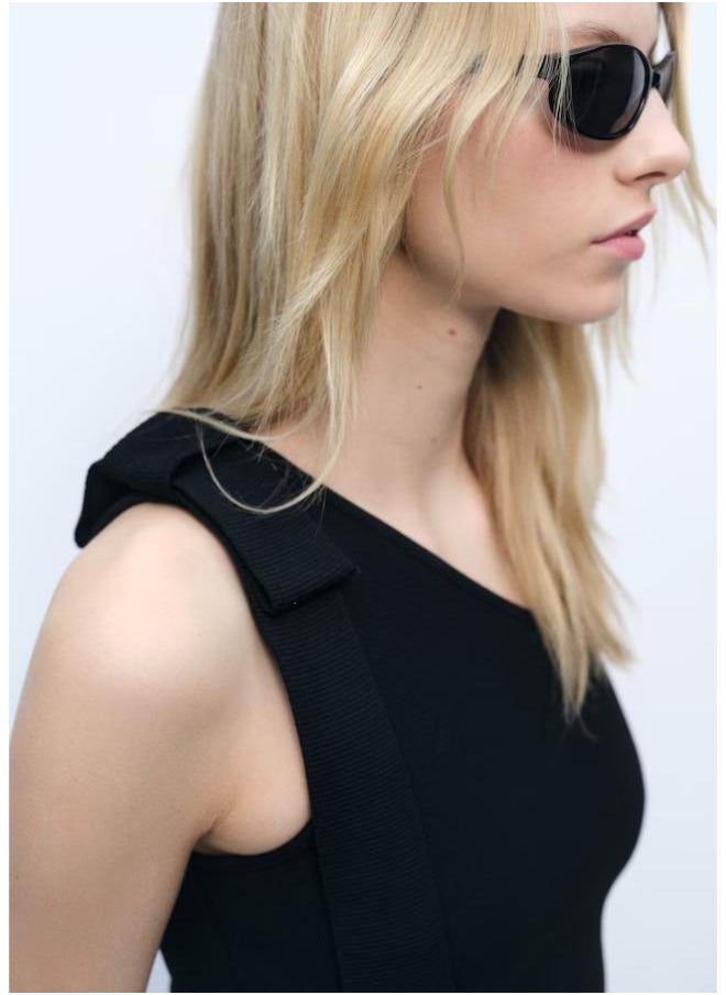 MANGO - Asymmetrical Knitted Bow Top - Image 1