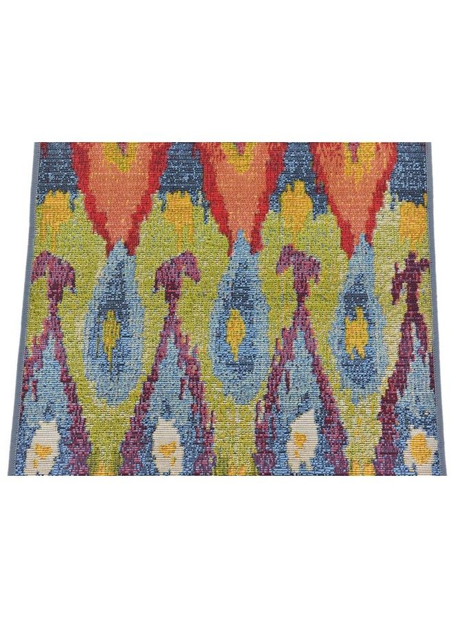 Unique Loom سجادة منطقة عصرية خارجية مجموعة إيكات (2' X 6' 1" عداء متعدد بورغندي) - Image 5