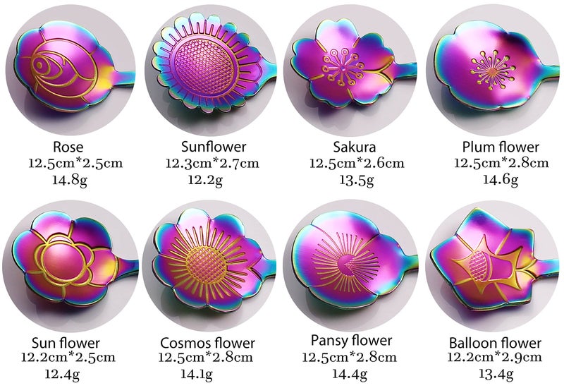 ESRISE 16 Pcs Teaspoon Tea Spoons  Esrise Stainless Steel Flower Coffee Dessert Spoon  Cute Demitasse Spoon For Drink Milkshake (Multi) - Image 3