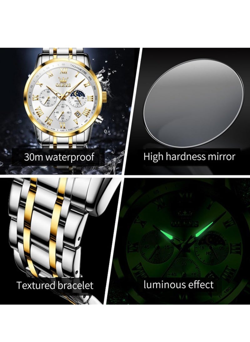 أوليفز ساعات رجالية كوارتز ستانلس ستيل مقاومة للماء 5529 - Image 5