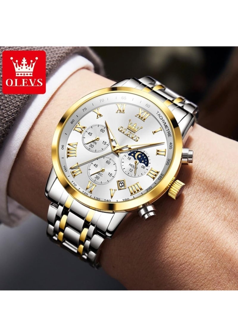 أوليفز ساعات رجالية كوارتز ستانلس ستيل مقاومة للماء 5529 - Image 3