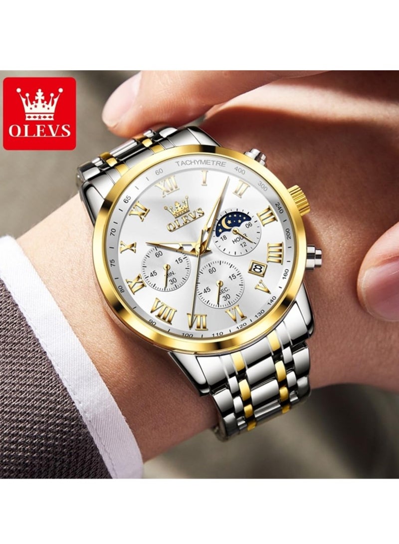 أوليفز ساعات رجالية كوارتز ستانلس ستيل مقاومة للماء 5529 - Image 4