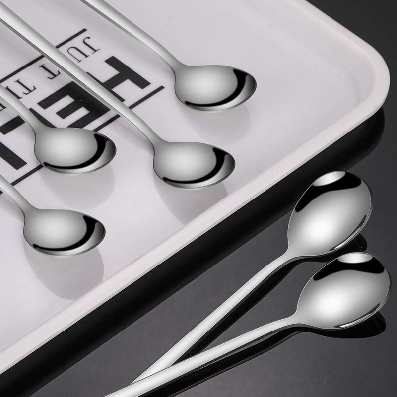 Briout 9 Inches Long Handle Spoon, 4 Pieces Iced Coffee Spoons, Ice Cream Tea Spoon, Premium 18/8 Stainless Steel Cocktail Stirring Spoons for Mixing Milkshake Cold Drink - Image 2