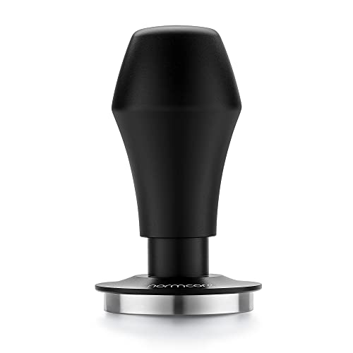 Normcore 51mm Coffee Tamper V41 with Click Sound Feedback Spring Loaded Tamper Fit Delonghi Portafilter 304 Stainless Steel Flat Base Anodized Aluminum Handle with Silicone Stand Black