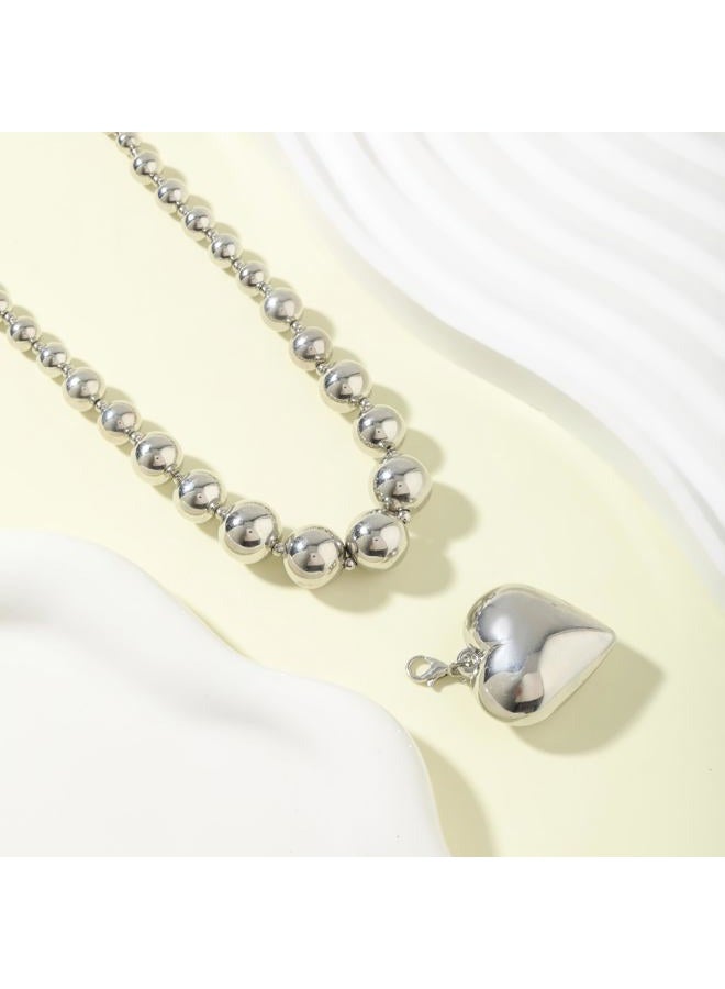 OATHYAN Chunky Puffy Heart Choker Necklace for Women Y2k Heart Gold Pendant Necklace Girls Jewelry (A-Silver) - Image 2