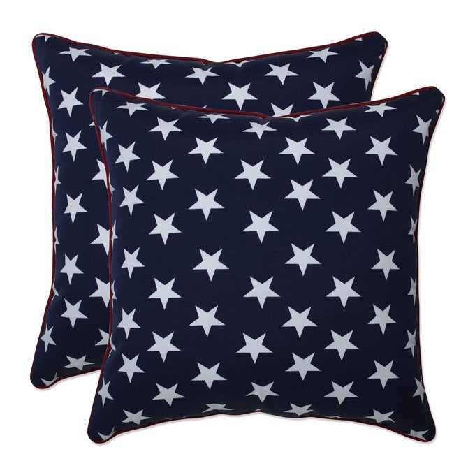 AMERICANA INDOOROUTDOOR THROW PILLOW PLUSH FILL WEATHER AND FADE RESISTANT ACCENT 165 X 165 BLUEWHITE MACEY 2 COUNT