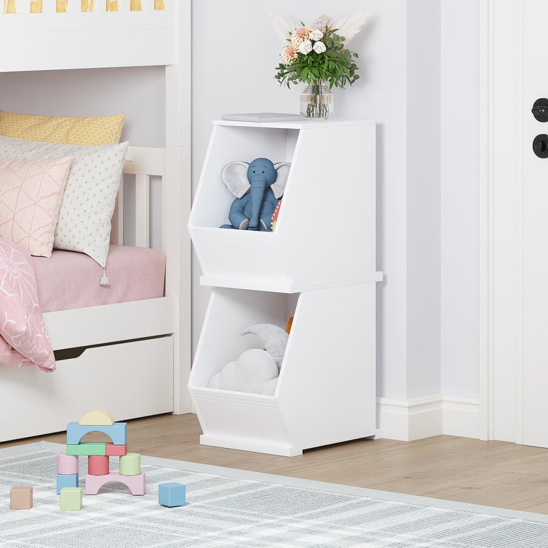 UTEX Toy Storage Organizer for Kids, Stackable Toy Storage Cabinet, Wooden Cubby Toy Organizer, White Toy Shelf for Playroom, Bedroom, Living Room, Nursery, 1 Cubby - Image 3
