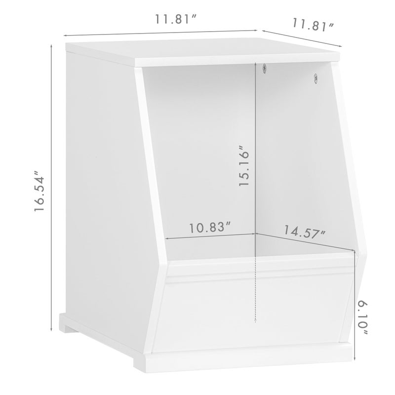 UTEX Toy Storage Organizer for Kids, Stackable Toy Storage Cabinet, Wooden Cubby Toy Organizer, White Toy Shelf for Playroom, Bedroom, Living Room, Nursery, 1 Cubby - Image 5