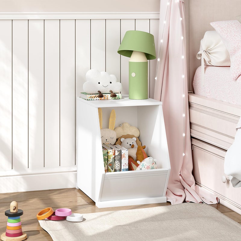 UTEX Toy Storage Organizer for Kids, Stackable Toy Storage Cabinet, Wooden Cubby Toy Organizer, White Toy Shelf for Playroom, Bedroom, Living Room, Nursery, 1 Cubby - Image 2