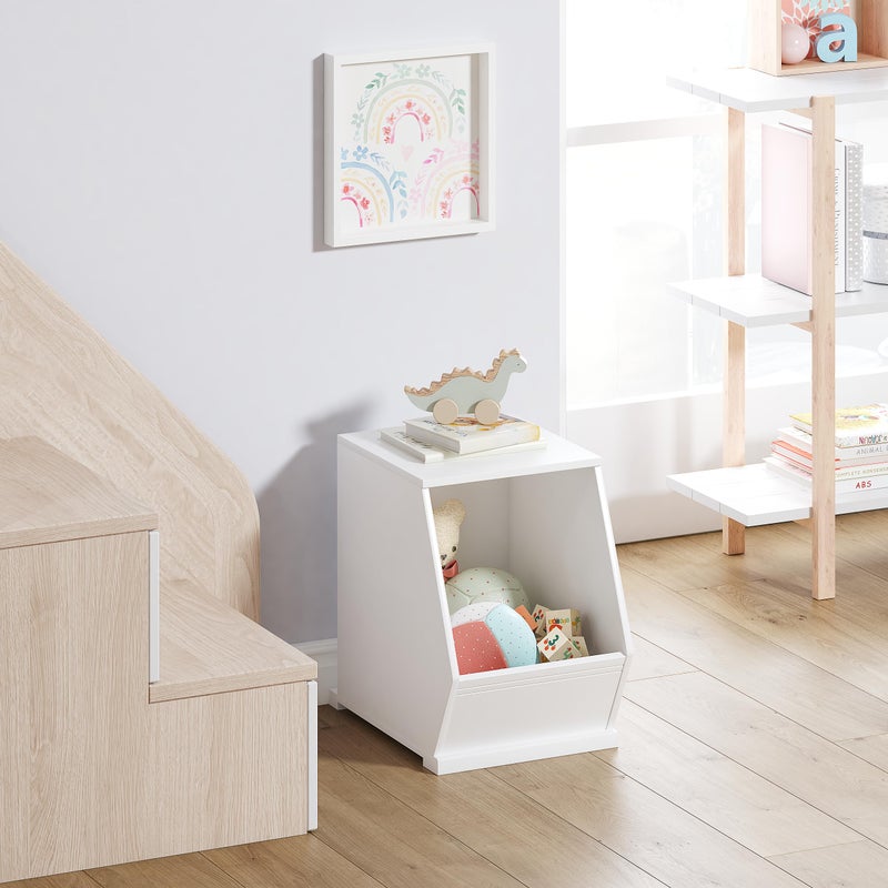 UTEX Toy Storage Organizer for Kids, Stackable Toy Storage Cabinet, Wooden Cubby Toy Organizer, White Toy Shelf for Playroom, Bedroom, Living Room, Nursery, 1 Cubby - Image 4