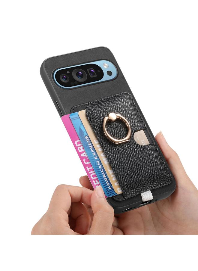 Green Tiger Case For Google Pixel 8 Pro Retro Cross Leather Ring Side Insert Card Bag MagSafe Phone Case - Image 4