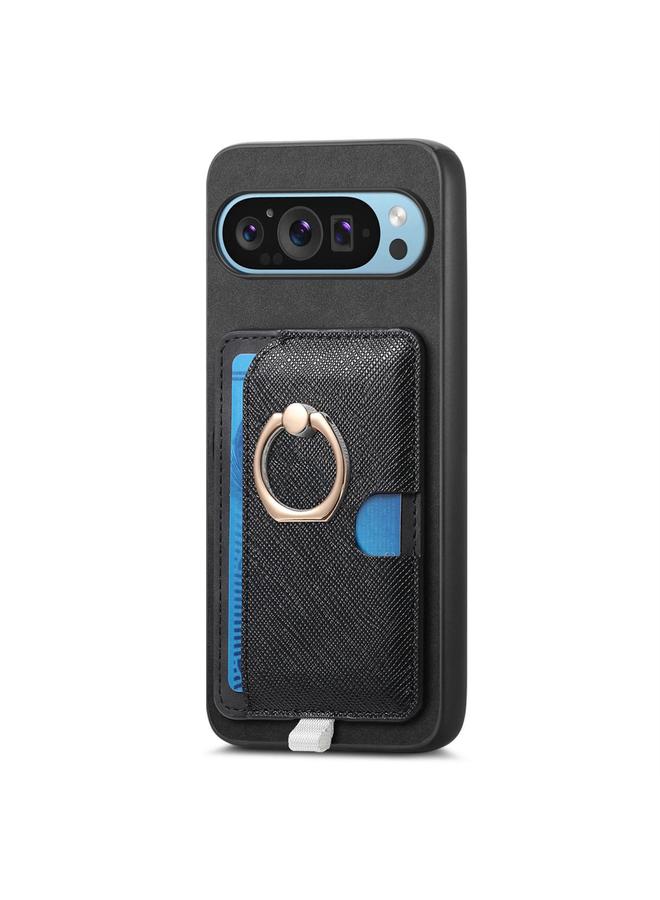 Green Tiger Case For Google Pixel 8 Pro Retro Cross Leather Ring Side Insert Card Bag MagSafe Phone Case - Image 2