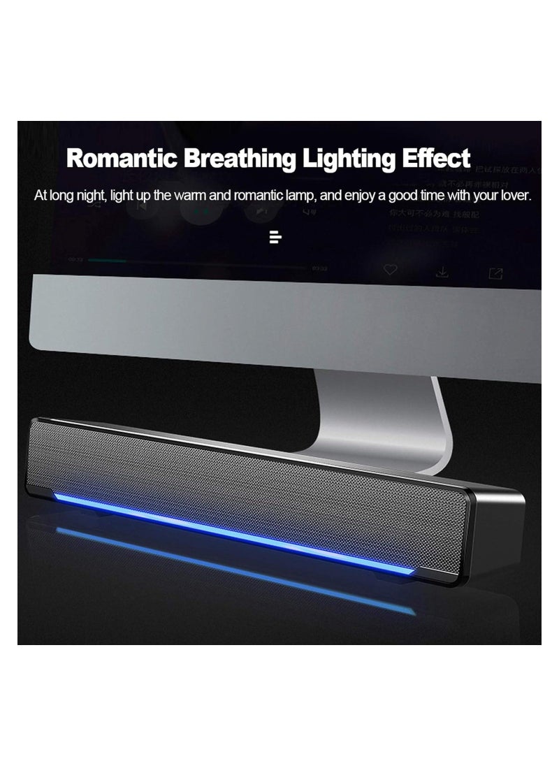Computer PC Soundbar Dolby Surround Sound Bars Speakers 3.5mm Input Stereo Surrounding Deep Bass Sound Wired USB Powered Laptop Desktop Monitor Speakers for PC Cellphones Computer Speakers - Image 3