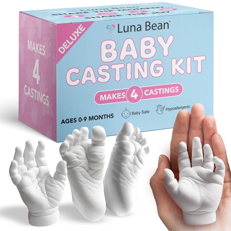 Luna Bean Baby Footprint Hand Casting Kit 4 Pack Newborn Keepsake Foot Hand Mold Kit Baby Shower New Mom Gifts
