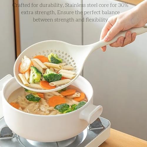 Armrouns Extra Large Skimmer Slotted Spoon, 14.5 inch Silicone Strainer Skimmer Ladle Spoon Spider for Cooking and Frying, Pasta Strainer Spoon Frying Kitchen Cooking Colander - Image 3