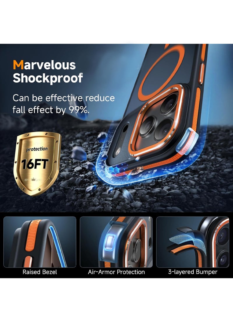 iPhone 17 Pro Max Case Cover, With MagSafe, Screen Protector, Camera Lens Protector, 3 in 1 Covers Anti-Drop Protective Shockproof Back, for iPhone 17 Pro Max Phone Accessories，Cosmic Orange - view 3