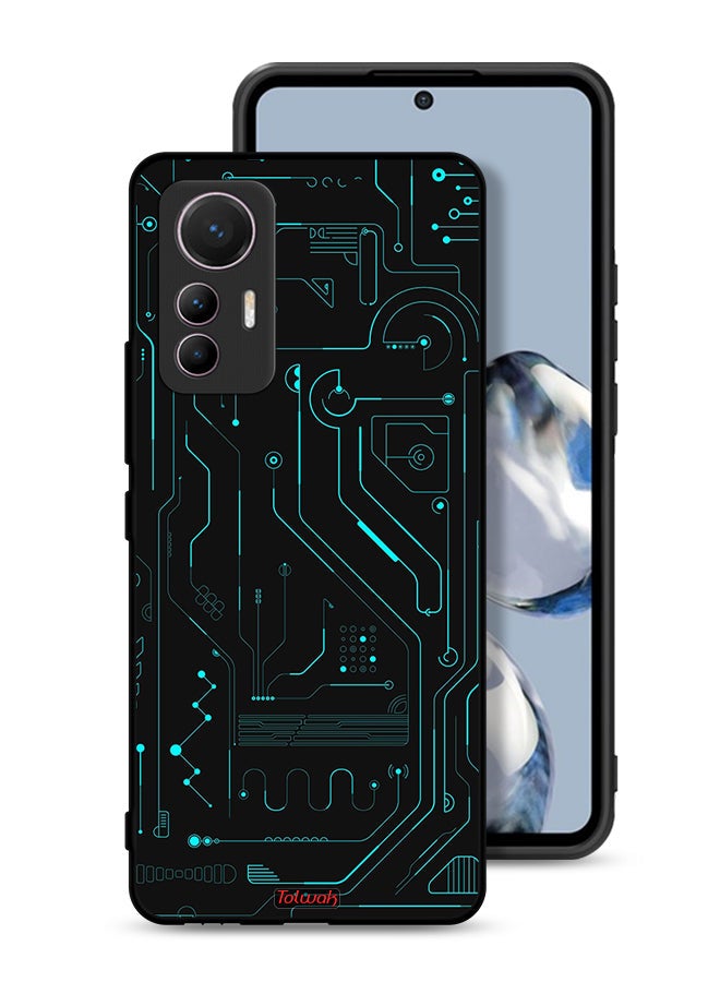 Tolwak Xiaomi 12 Lite Protective Case Cover Digital Art Circuits Minimalism Multiple Display - Image 1