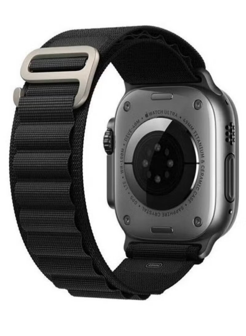 عبوة من قطعتين من سوار Alpine Loop لساعة Apple Watch، مقاس 49 مم/45 مم/44 مم، مصنوع من النايلون المنسوج، مناسب لساعات Apple Watch Series 8/Ultra/7/SE/6/5/4/3/2/8، متوفر باللونين الأبيض والأسود. - Image 5