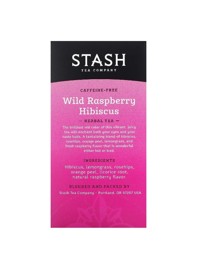 Stash Tea Stash Tea, Herbal Tea, Wild Raspberry Hibiscus, Caffeine Free, 20 Tea Bags,1.3 oz (38 g)  - Image 2