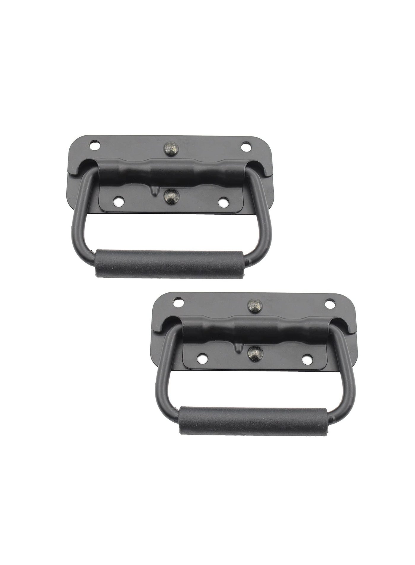 Tool Crate 2-Pack Spring Loaded Handles With Rubber Grip - Silver Surface Mount Chest Handles 4.92 Inch Surface Mount Rubber Grip