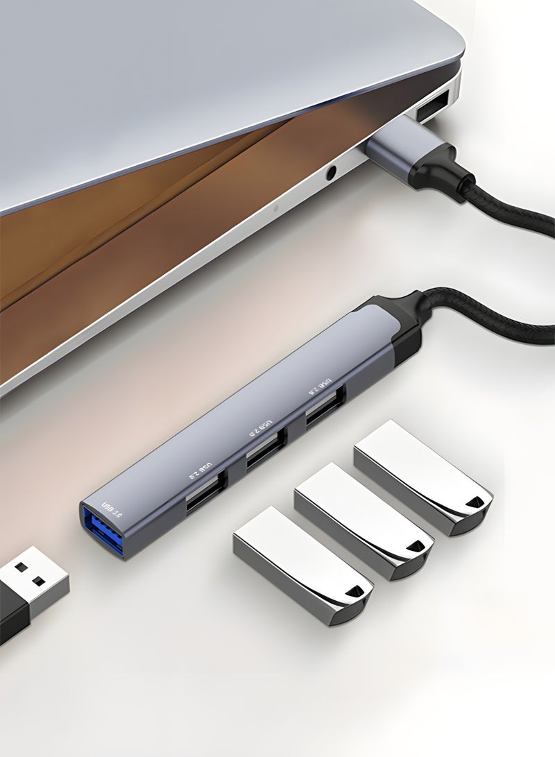START USB Hub 4-in-1 USB 3.0 – Multi-Port USB-A Adapter for Laptop & PC – Ultra-Thin Aluminum Data Hub with Reinforced Cable - Image 2
