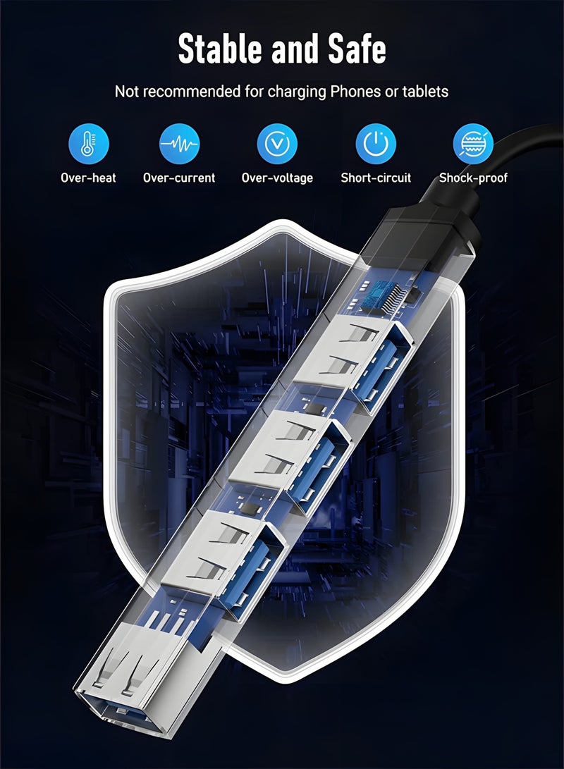 START USB Hub 4-in-1 USB 3.0 – Multi-Port USB-A Adapter for Laptop & PC – Ultra-Thin Aluminum Data Hub with Reinforced Cable - Image 5