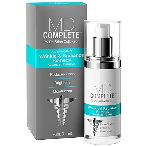 MD Complete by Dr. Brian Zelickson MD Complete Wrinkle  Radiance Remedy PLUS  AntiAging Skin Rejuvenation Treatment  with Retinol Vitamins C  E and Hyaluronic Acid  Improves Fine Lines  Wrinkles 10 fl oz