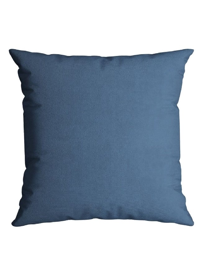 Velveteen Square Shaped Decorative Plain Cushion Blue 43 x 43 cm 475804