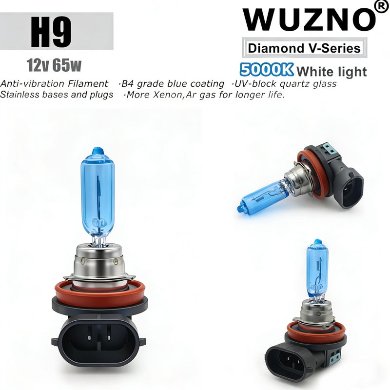 Wuzno H9 Headlight BulbLight 12V 65W White 5000K High/Low Beam Car Light Bulb Automotive For Altima 2007-2018, Rogue 2015-2022, Malibu 2004-2012, Sentra 2013-2022 and others, Super Bright - Image 3