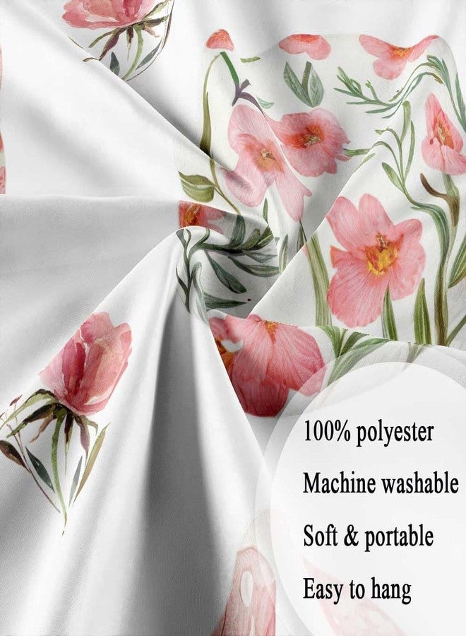 Hajmsug Easter Shower Curtain Happy Easter with Bunny Flower Eggs Spring Easter Happiness Delicate Watercolor Flower Floral Eggs Shower Curtain Set 71x71 Inches - Image 4