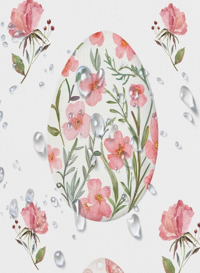 Hajmsug Easter Shower Curtain Happy Easter with Bunny Flower Eggs Spring Easter Happiness Delicate Watercolor Flower Floral Eggs Shower Curtain Set 71x71 Inches - Image 5