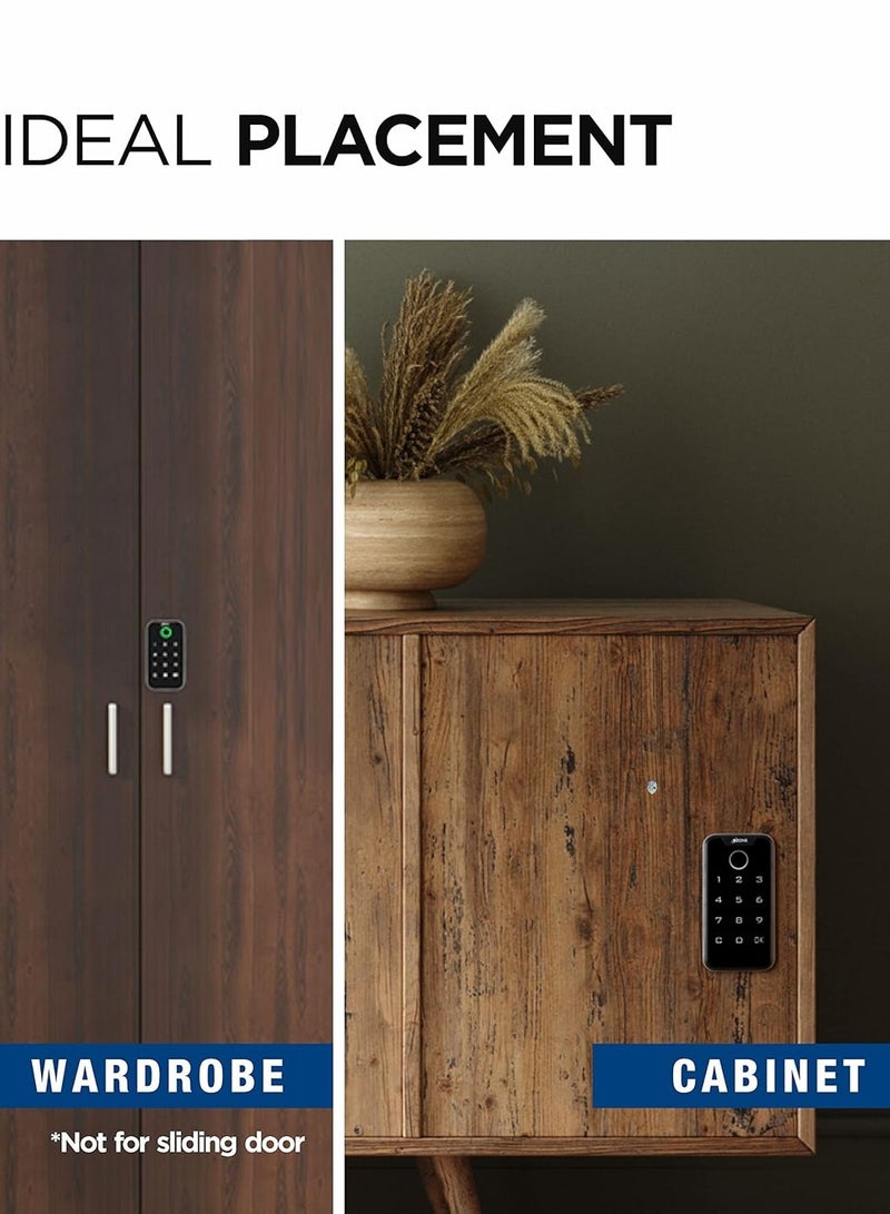 أوزون قفل أثاث إلكتروني رقمي من أوزون، تطبيق جوال، بصمة إصبع، كلمة مرور، بطاقة RFID، أسود، بصمة إصبع، رقم التعريف الشخصي. - Image 2