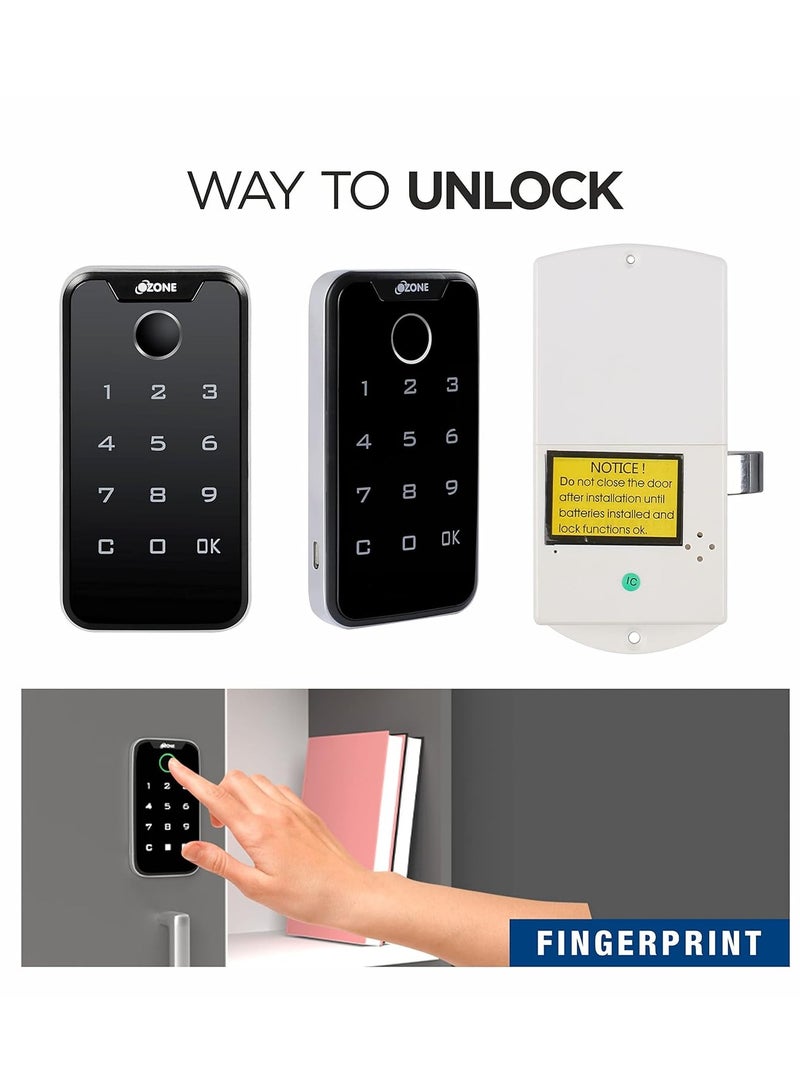 أوزون قفل أثاث إلكتروني رقمي من أوزون، تطبيق جوال، بصمة إصبع، كلمة مرور، بطاقة RFID، أسود، بصمة إصبع، رقم التعريف الشخصي. - Image 3