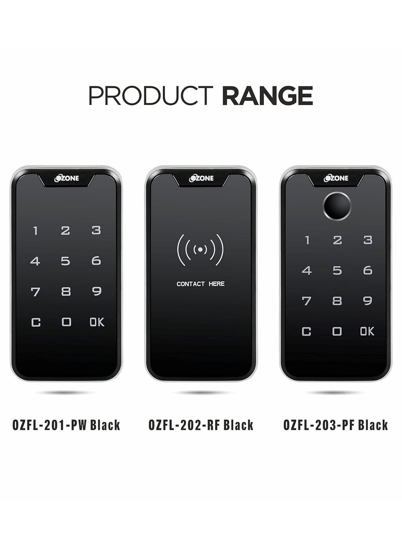 أوزون قفل أثاث إلكتروني رقمي من أوزون، تطبيق جوال، بصمة إصبع، كلمة مرور، بطاقة RFID، أسود، بصمة إصبع، رقم التعريف الشخصي. - Image 5