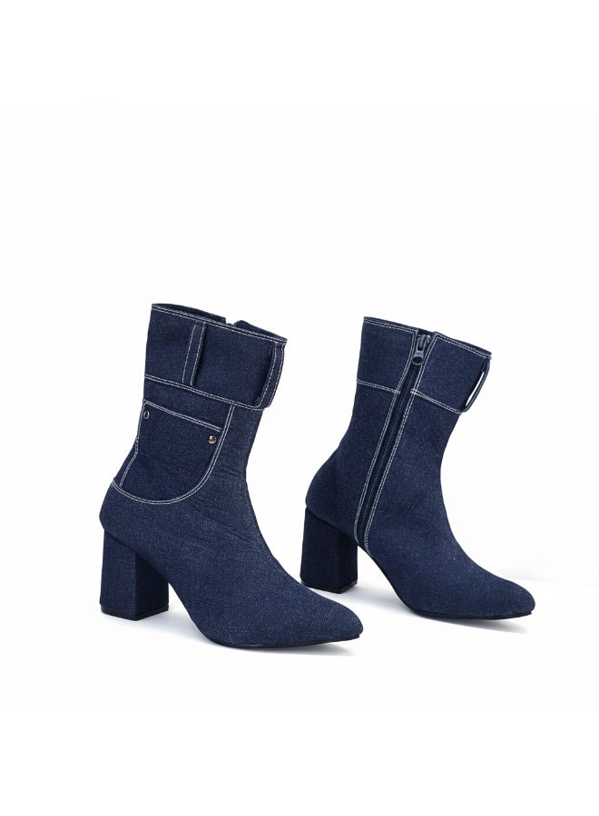 لايف ستيلاش  بون كعب قماش L-112 - كحلى - Image 2