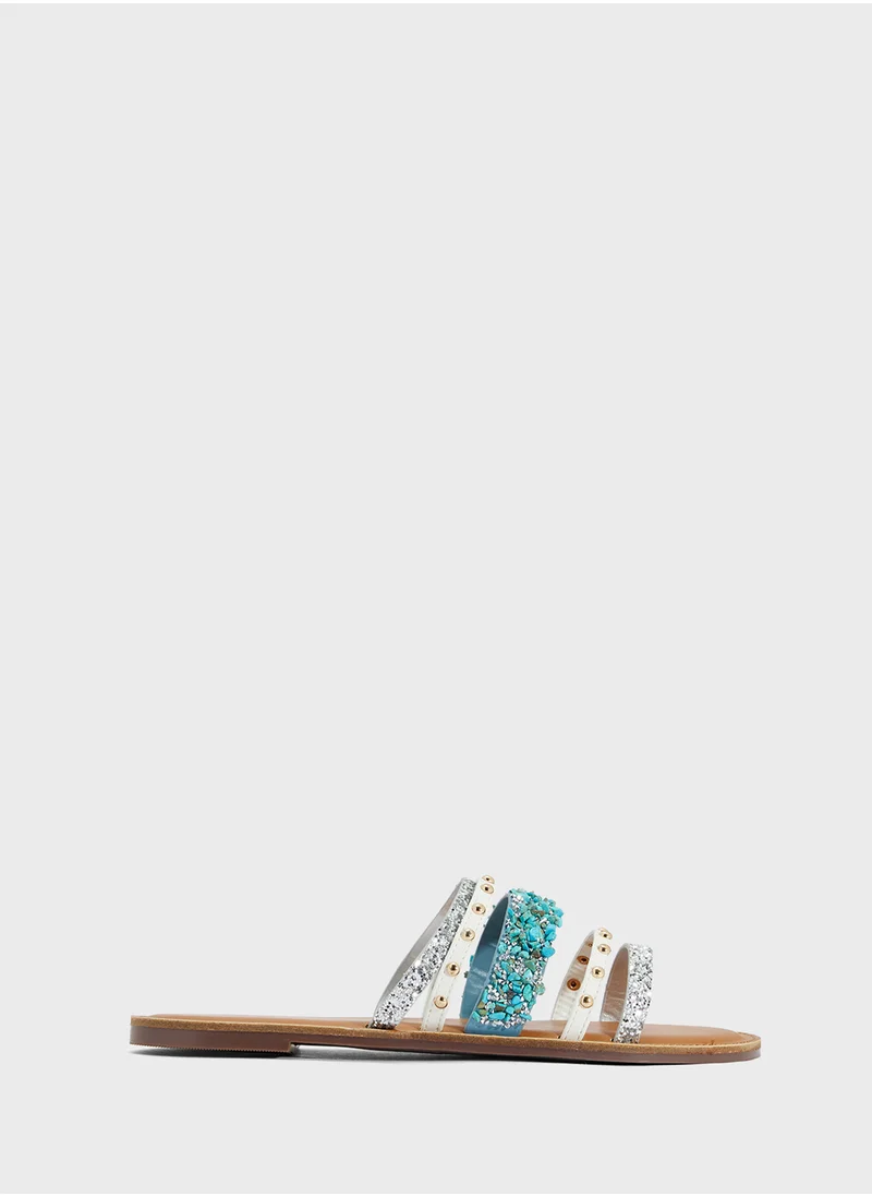 ELLA Multi Strap Studded Flat Sandal