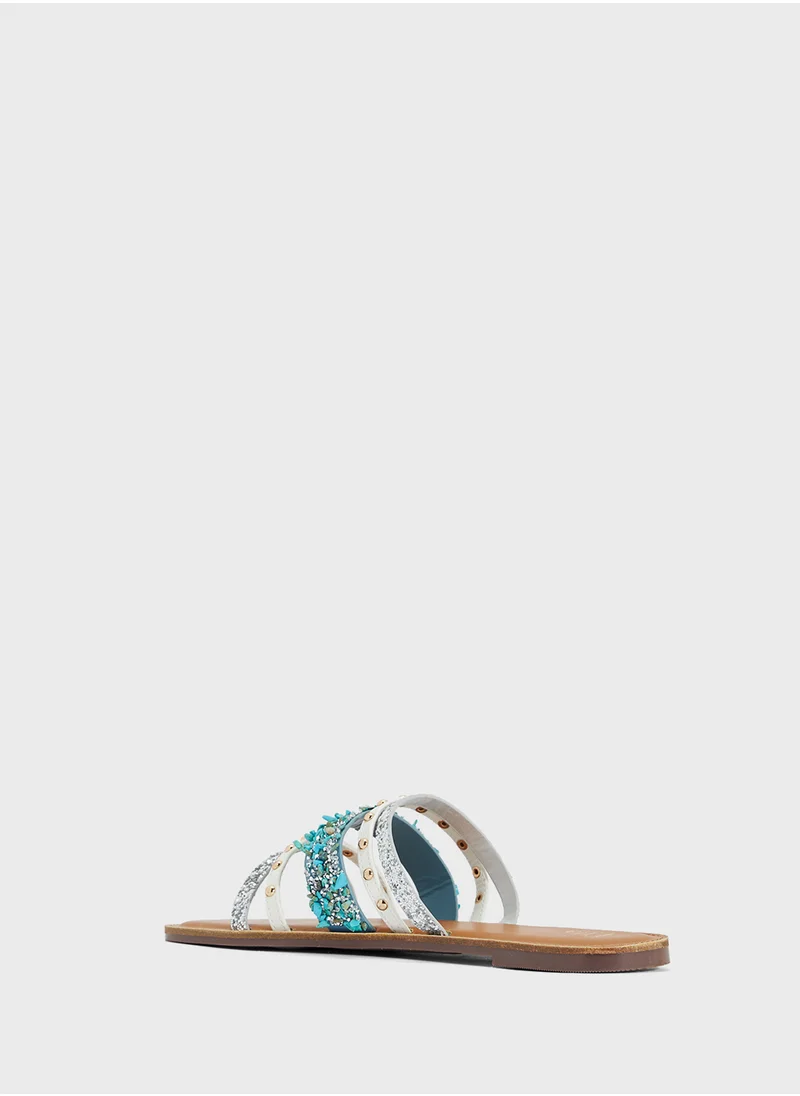 ELLA Multi Strap Studded Flat Sandal
