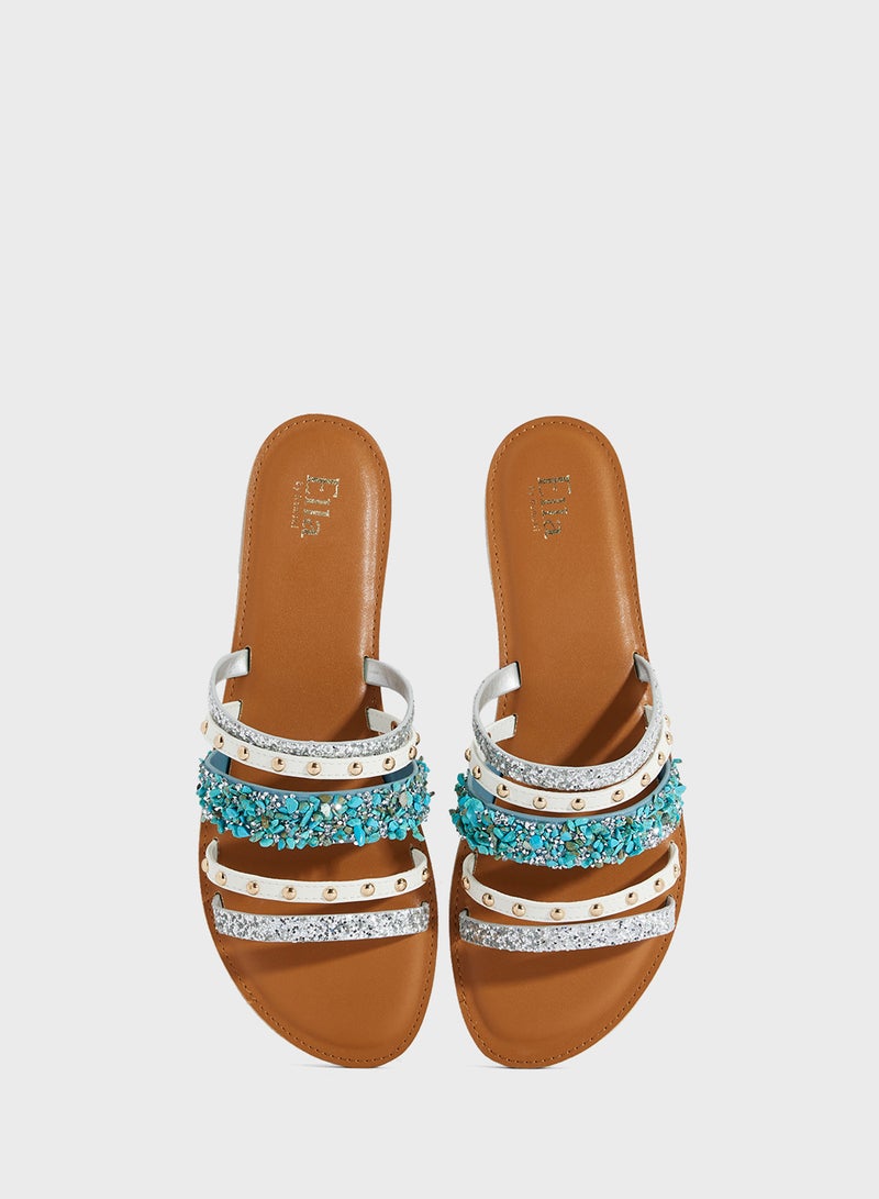 ELLA Multi Strap Studded Flat Sandal  - Image 4