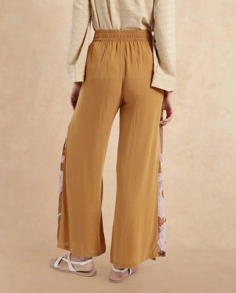 Rareism Women's Floral Print Wide Ankle-Length Trouser